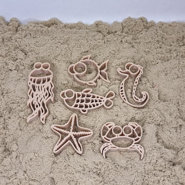 Stekers voor klei of kinetisch zand | Zeedieren | set van 6 | Grennn